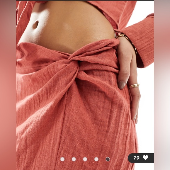ASOS DESIGN cheesecloth side knot maxi skirt in terracotta - Picture 2 of 5